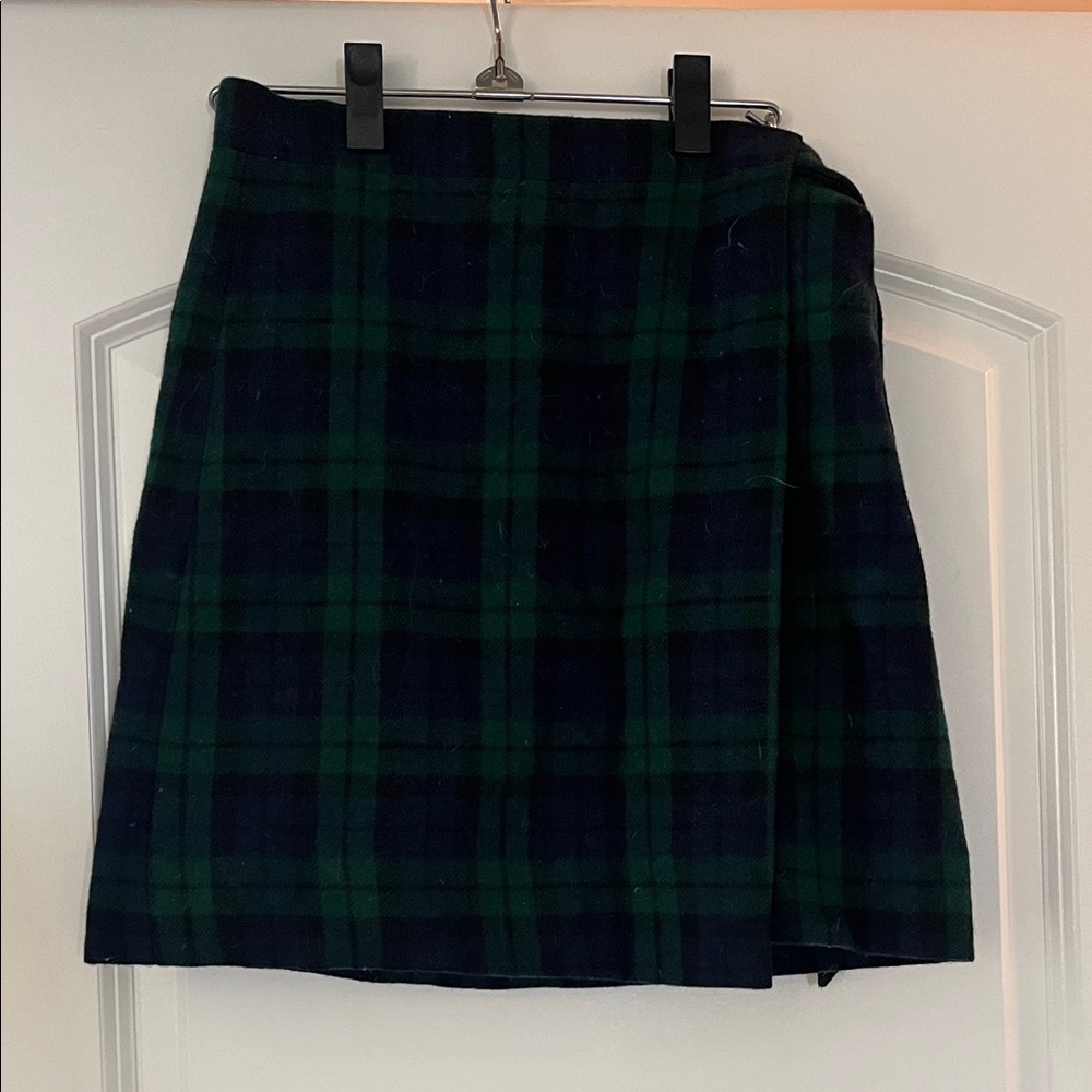J. Crew Tartan Mini Skirt in Green and Navy